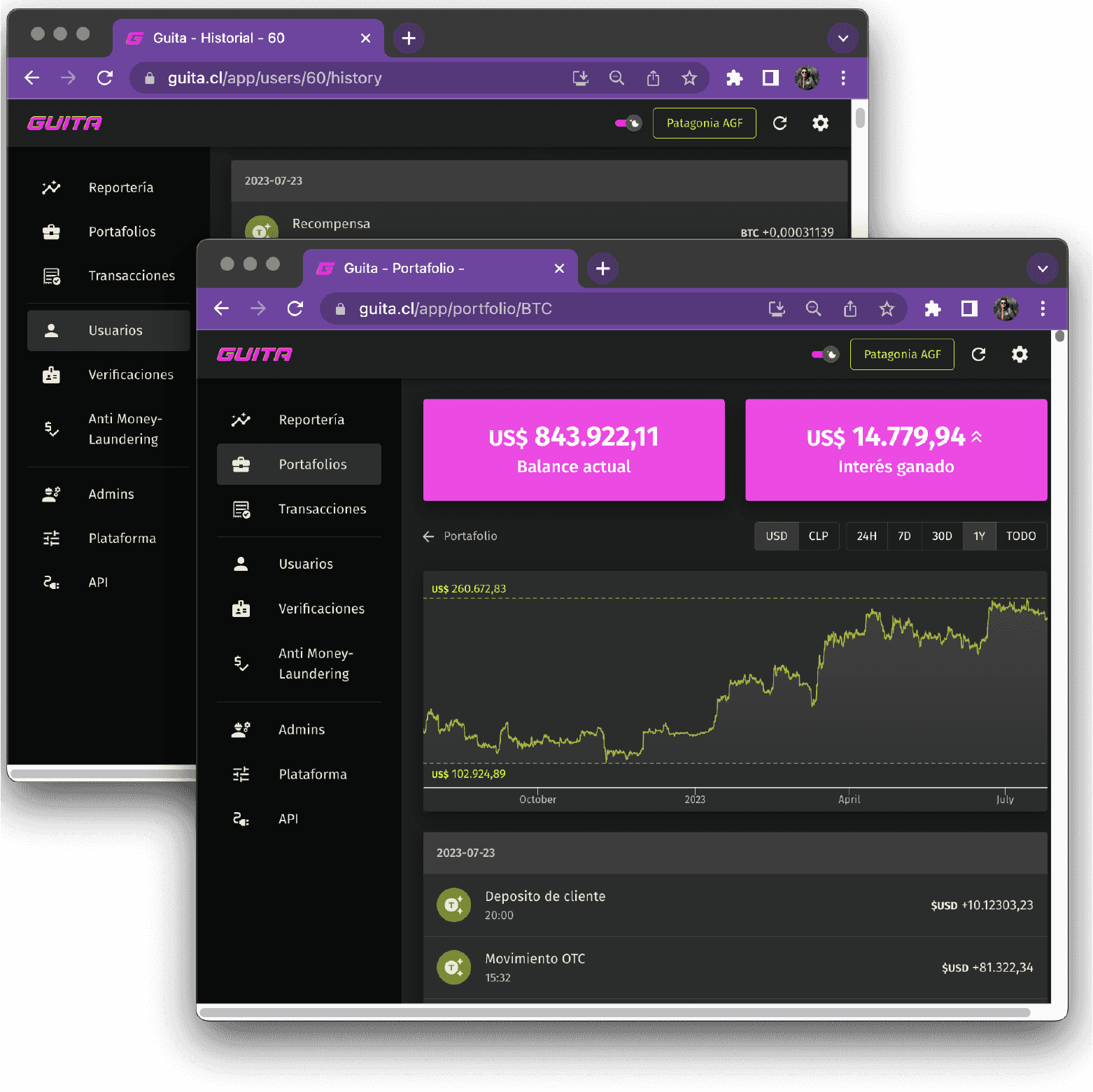 Dashboard con gráficos de balance contable